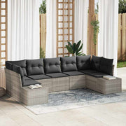 Tuinbank set 7-delig poly rattan lichtgrijs