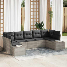 Tuin Sofa Set met kussen 7 pcs Lichtgrijs poly rattan