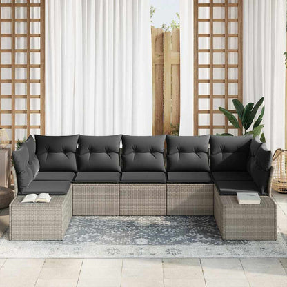 Tuin Sofa Set met kussen 7 pcs Lichtgrijs poly rattan