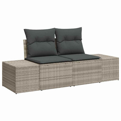 Tuin Sofa Set met kussen 7 pcs Lichtgrijs poly rattan