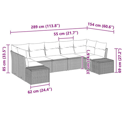 Tuin Sofa Set met kussen 7 pcs Lichtgrijs poly rattan