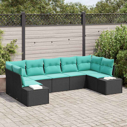 Tuin Sofa Set met kussen 7 pcs Zwart poly rattan