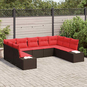 Tuinset poly rattan bruin 9-delig