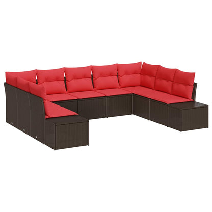 Tuin Sofa Set met kussen 9 pcs Bruin poly rattan