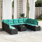 Modulaire tuin loungeset 9 zitplaatsen poly rattan zwart