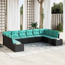 Tuin Sofa Set met kussen 10 pcs Zwart poly rattan