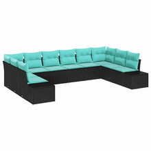 Tuin Sofa Set met kussen 10 pcs Zwart poly rattan