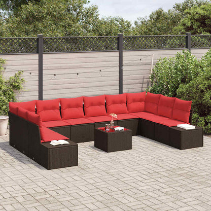 Tuin Sofa Set met kussen 11 pcs Bruin poly rattan