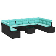 Tuin Sofa Set met kussen 11 pcs Zwart poly rattan