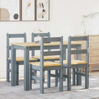 Eetset Panama 5-delig massief grenenhout grijs 117x60x75 cm