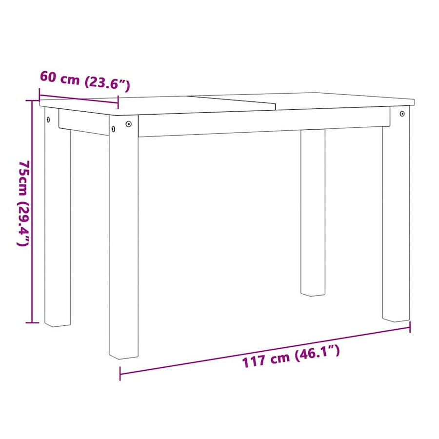 5-delige Eethoek Panama massief grenenhout wit