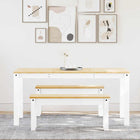 3-Piece Dining Set Panama Solid Pine Wood White 1