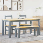 Eetset massief grenenhout 4-delig grijs 160x80x75 cm