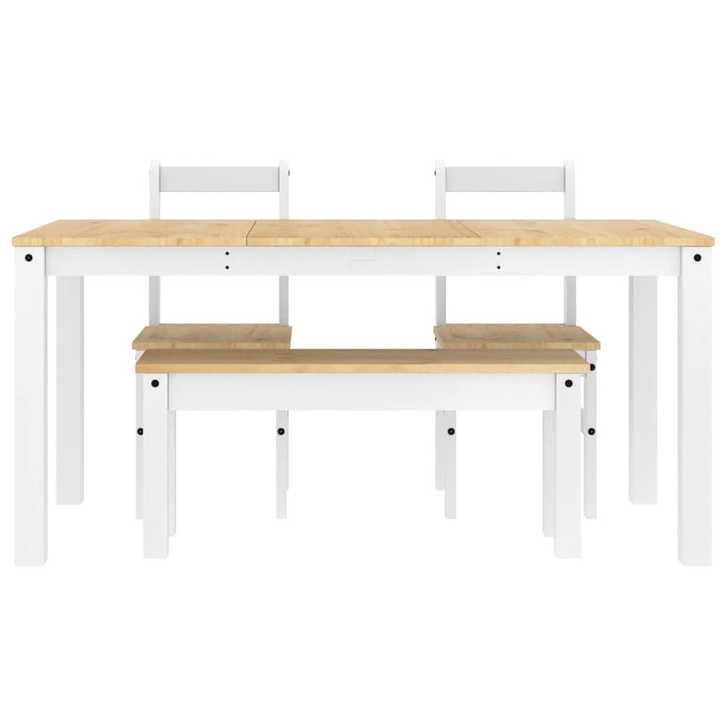 4-Delige Eetset Panama Massief Grenenhout Wit 1