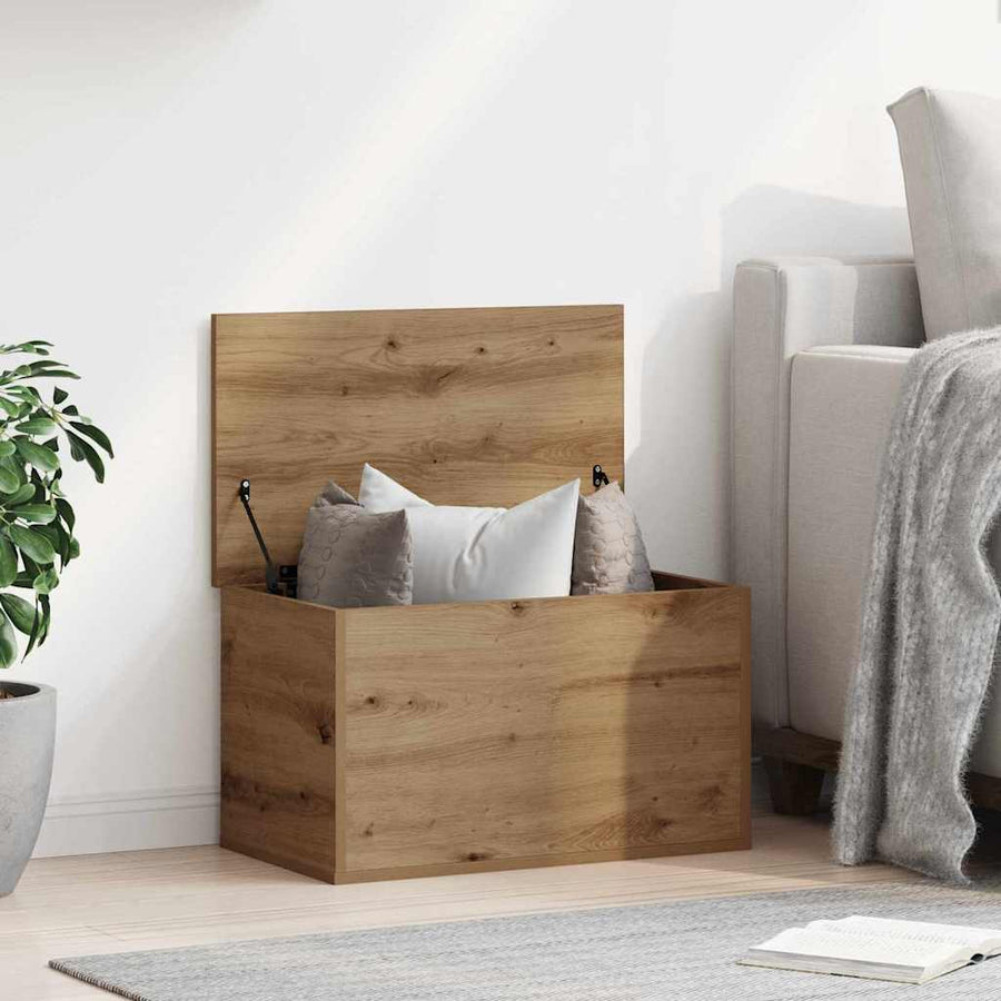 Opslagdoos artisanaal eikenkleurig 60 x 35 x 35 cm Bewerkt hout
