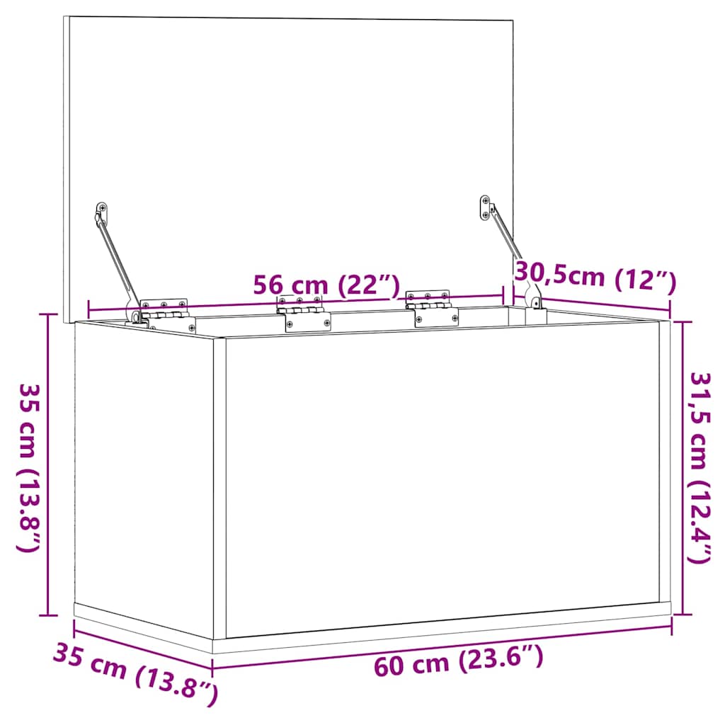 Opslagdoos artisanaal eikenkleurig 60 x 35 x 35 cm Bewerkt hout