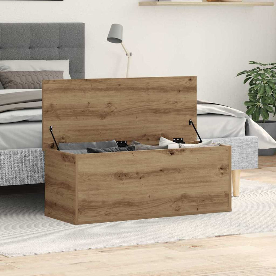 Opslagdoos artisanaal eikenkleurig 90 x 35 x 35 cm Bewerkt hout