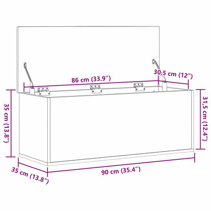 Opslagdoos met opslag Zwart eiken 90 x 35 x 35 cm Bewerkt hout