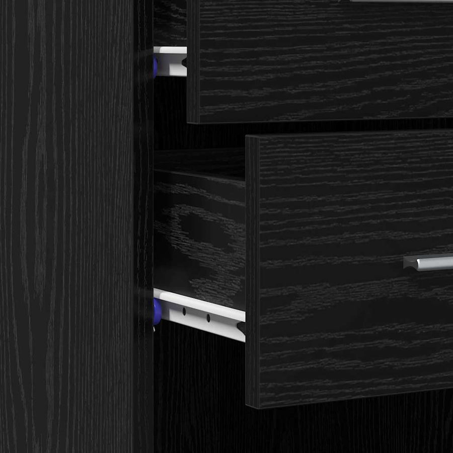 Boekenkast met lade Zwart Eiken 30 x 42.4 x 185.2 cm