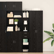 Boekenkast zwart eiken 30x42.4x185.2 cm met 2 laden