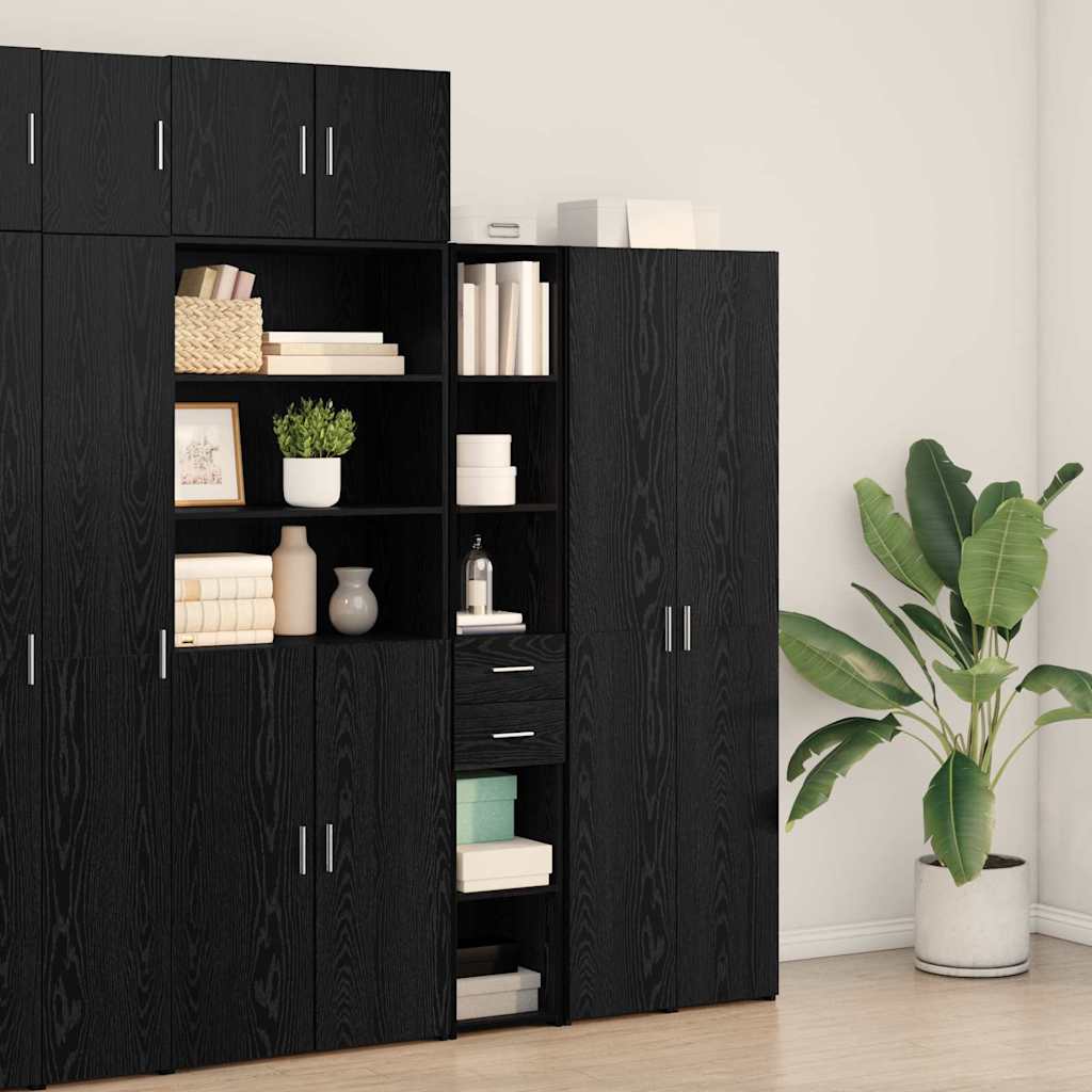 Boekenkast met lade Zwart Eiken 30 x 42.4 x 185.2 cm