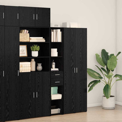 Boekenkast met lade Zwart Eiken 30 x 42.4 x 185.2 cm
