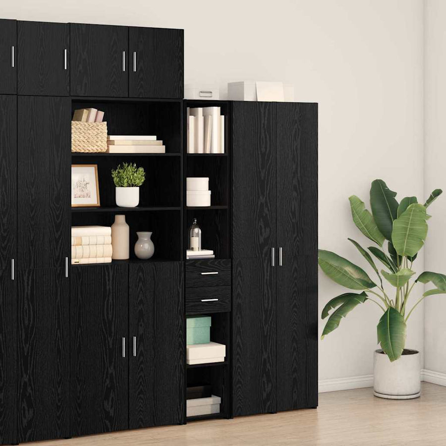 Boekenkast met lade Zwart Eiken 30 x 42.4 x 185.2 cm