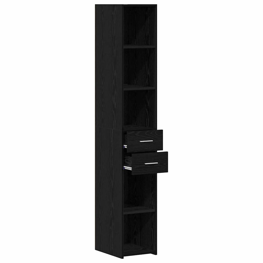 Boekenkast met lade Zwart Eiken 30 x 42.4 x 185.2 cm