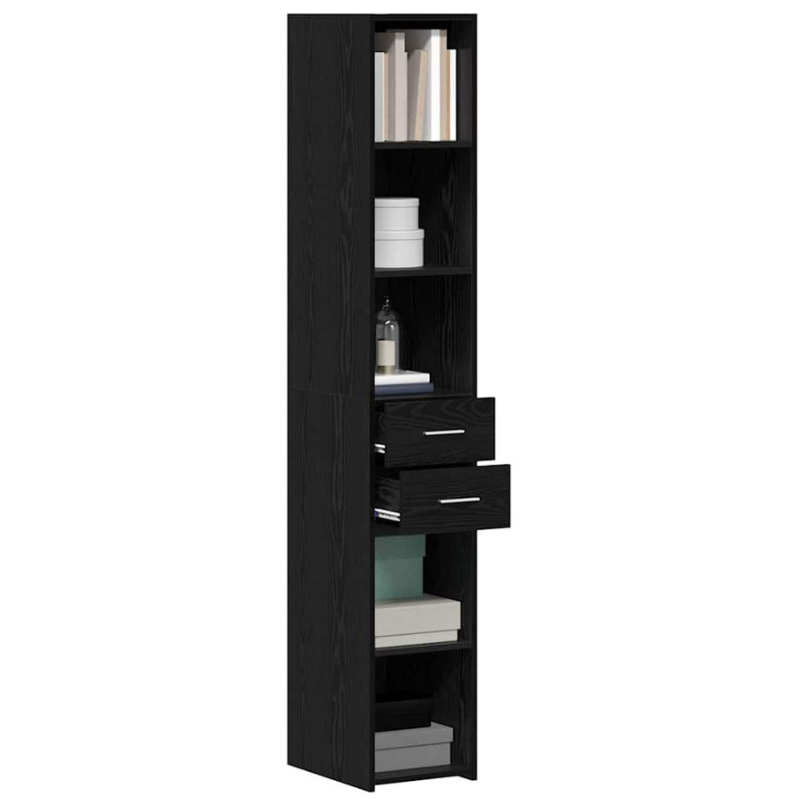 Boekenkast met lade Zwart Eiken 30 x 42.4 x 185.2 cm
