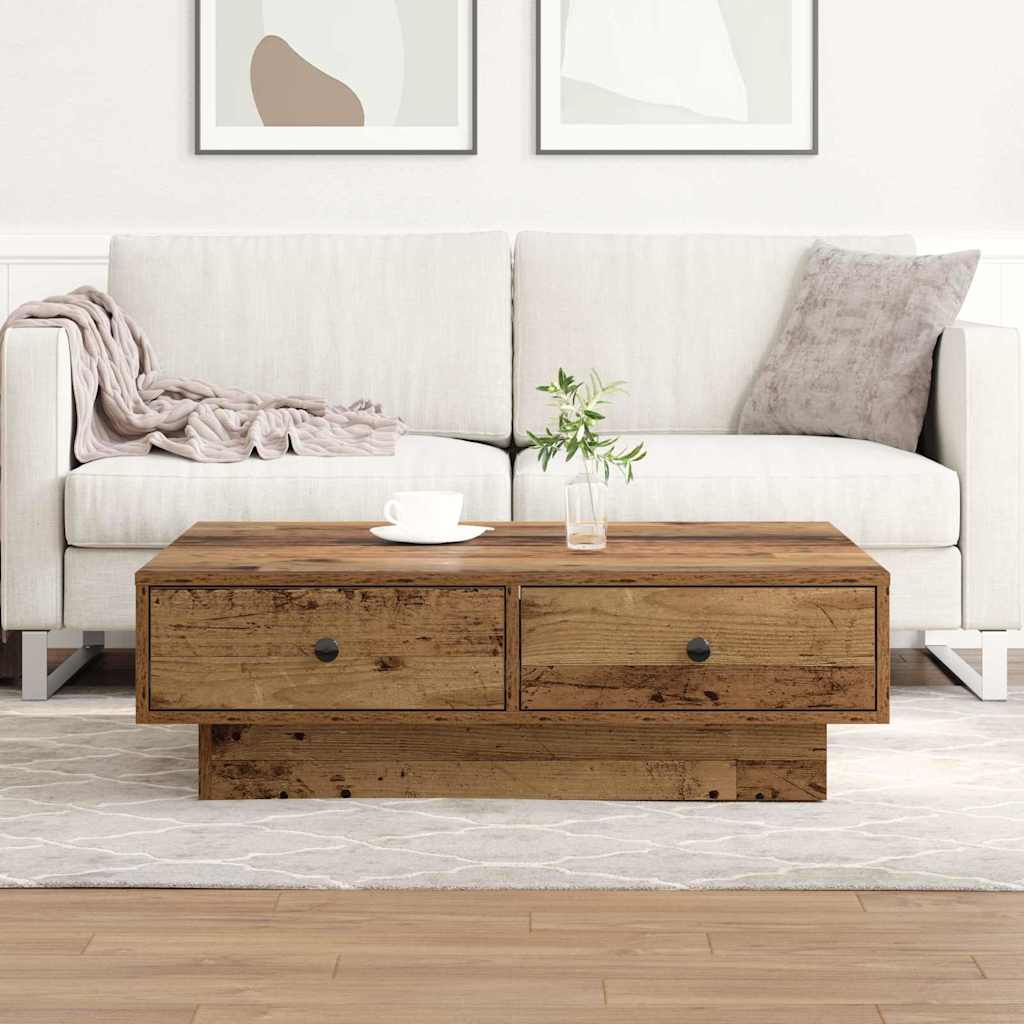 Salontafel Oudhout 90 x 90 x 28 cm Bewerkt hout