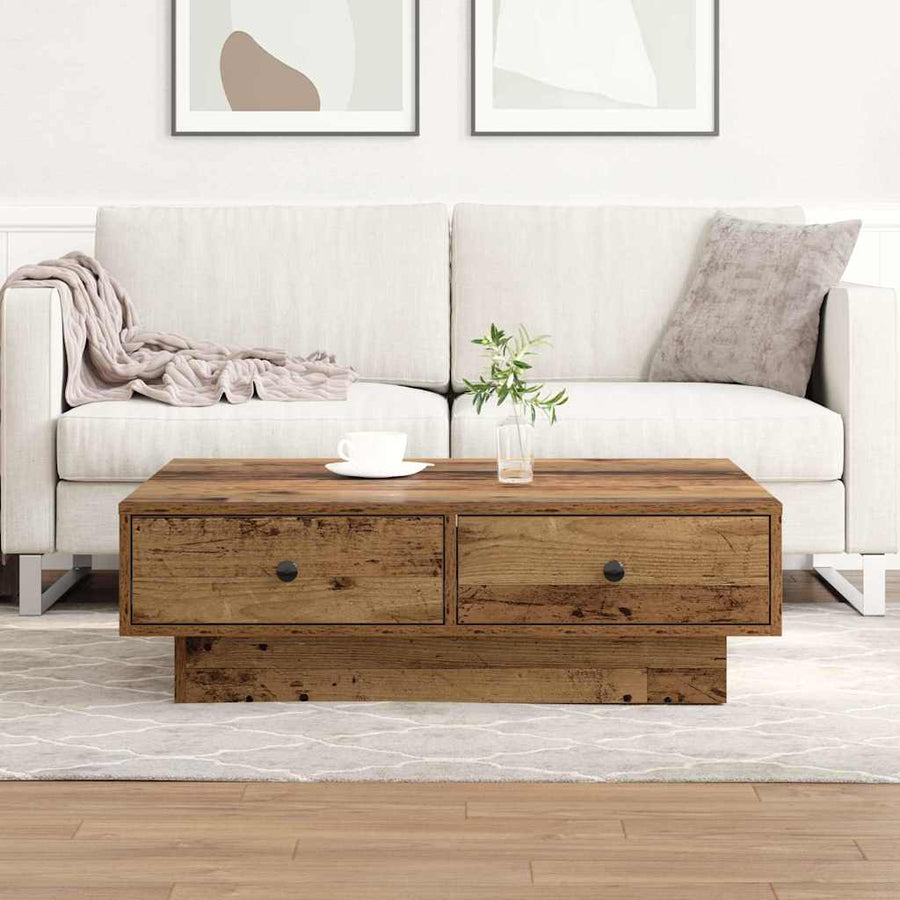 Salontafel Oudhout 90 x 90 x 28 cm Bewerkt hout