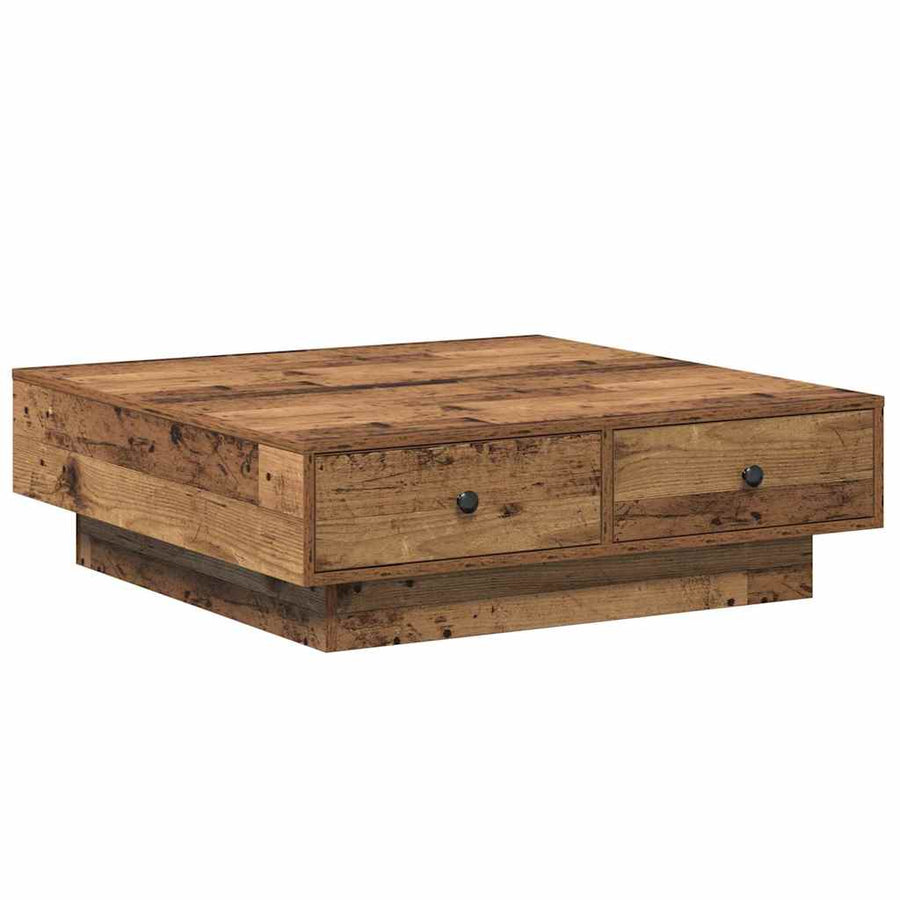 Salontafel Oudhout 90 x 90 x 28 cm Bewerkt hout
