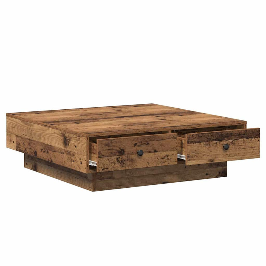 Salontafel Oudhout 90 x 90 x 28 cm Bewerkt hout