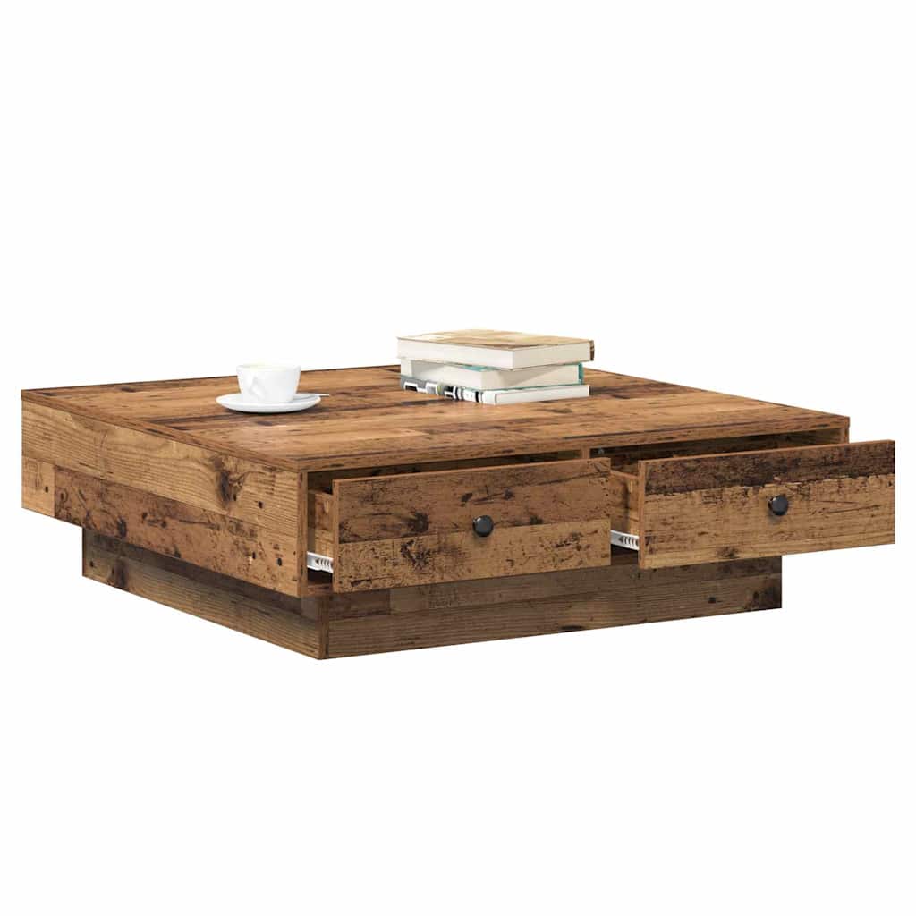 Salontafel Oudhout 90 x 90 x 28 cm Bewerkt hout