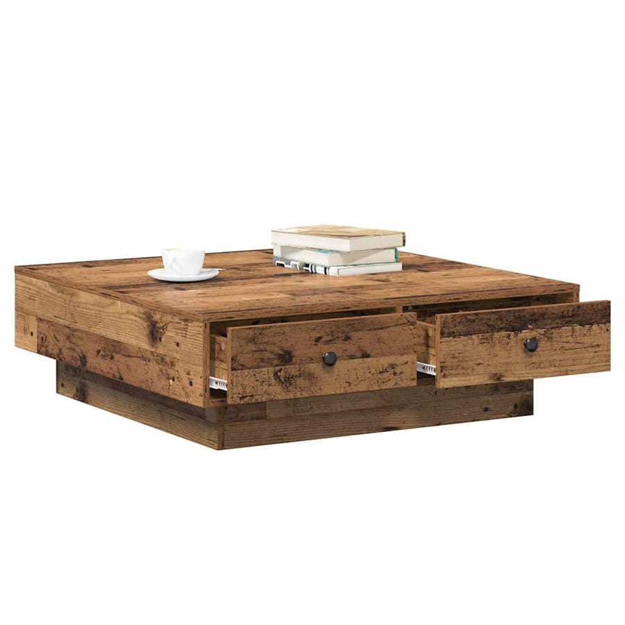 Salontafel Oudhout 90 x 90 x 28 cm Bewerkt hout