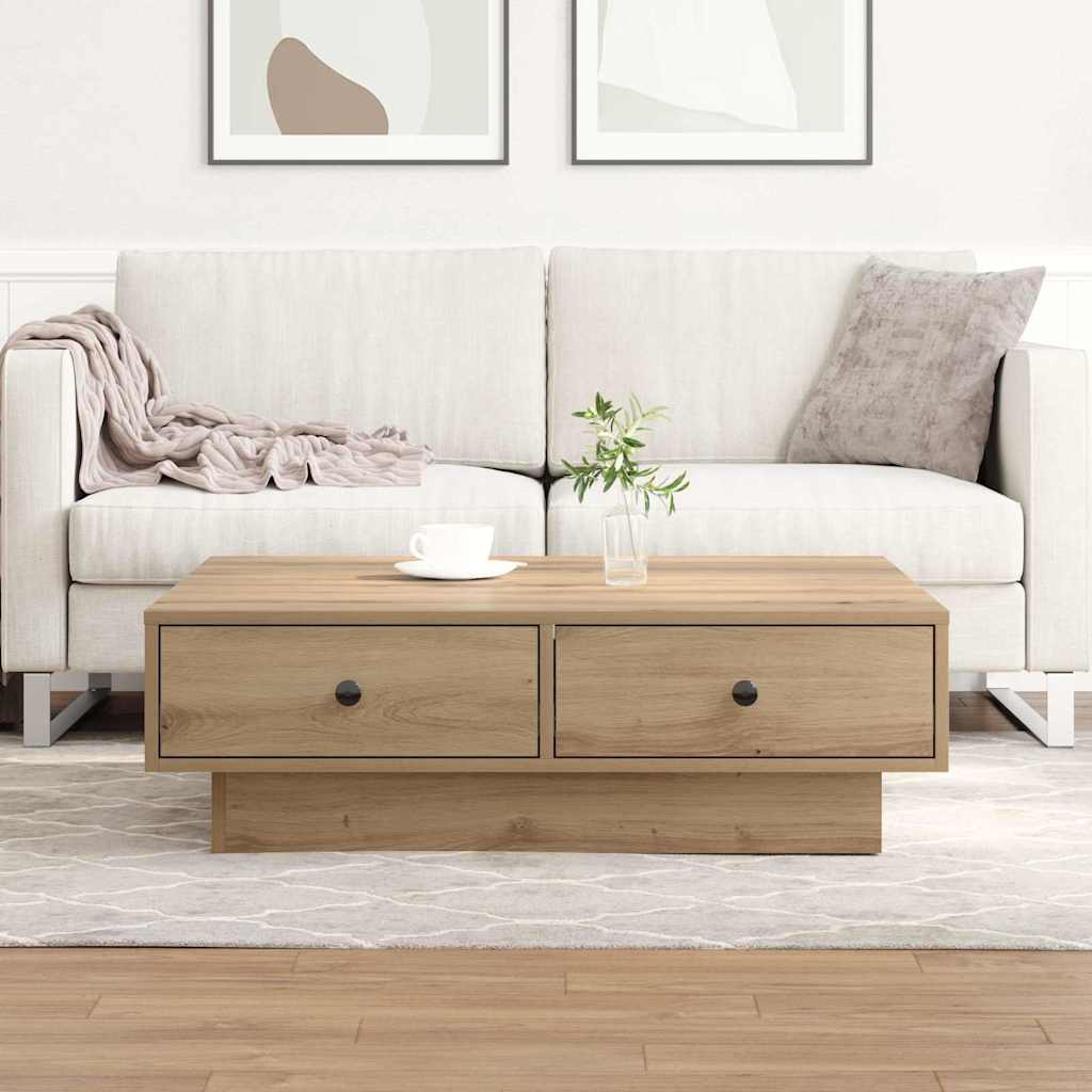 Salontafel Artisan Eiken 90 x 90 x 28 cm Bewerkt hout