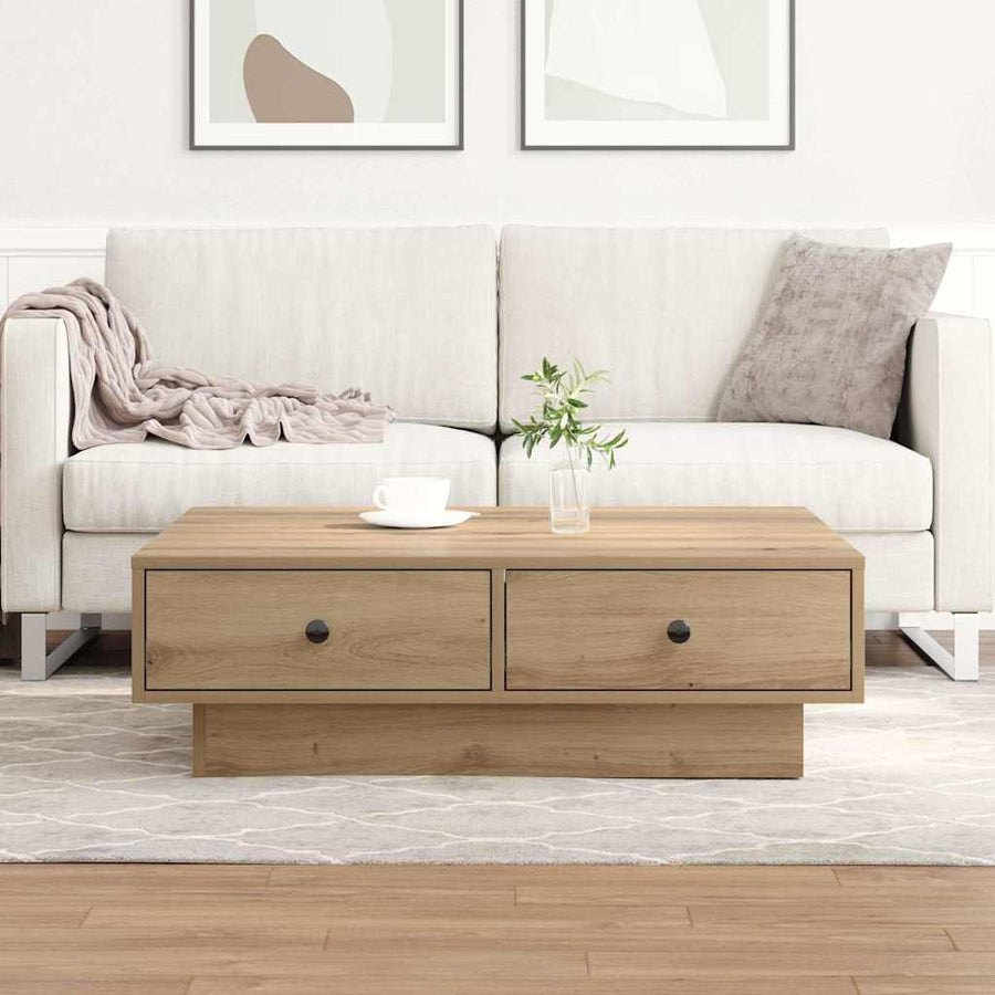 Salontafel Artisan Eiken 90 x 90 x 28 cm Bewerkt hout