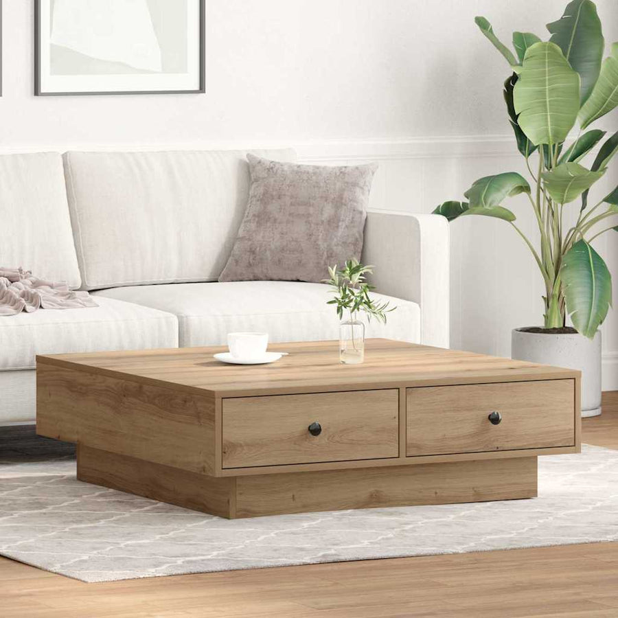 Salontafel Artisan Eiken 90 x 90 x 28 cm Bewerkt hout