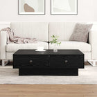 Coffee Table Black Oak 90 x 90 x 28 cm Engineered Wood