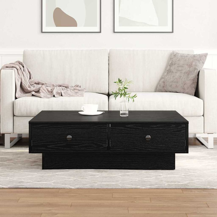 Salontafel Zwart Eiken 90 x 90 x 28 cm Bewerkt hout