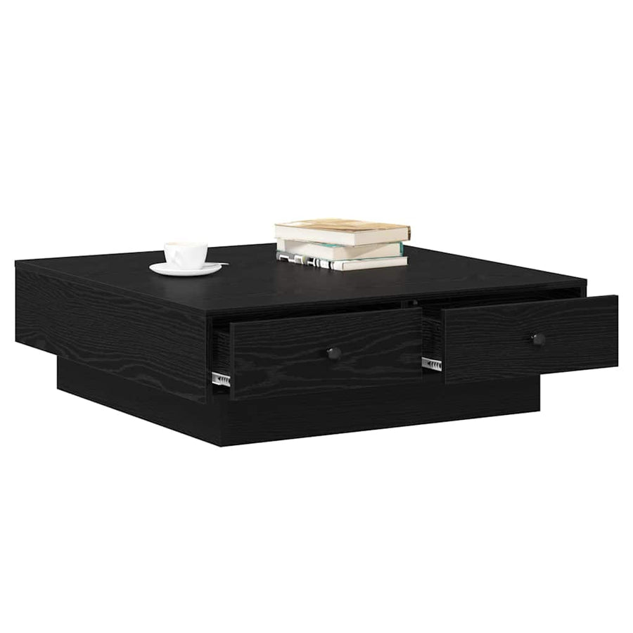 Salontafel Zwart Eiken 90 x 90 x 28 cm Bewerkt hout