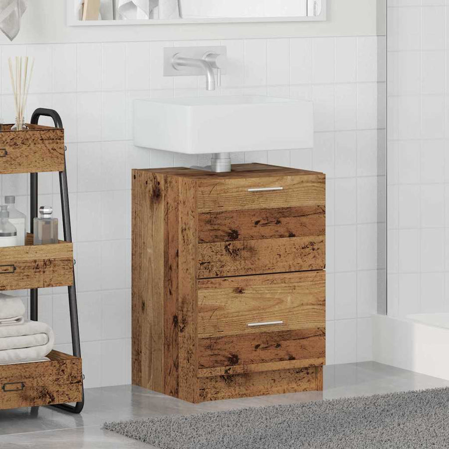 Badkamer Kast met lade Oud Hout 40 x 37 x 59 cm Bewerkt hout