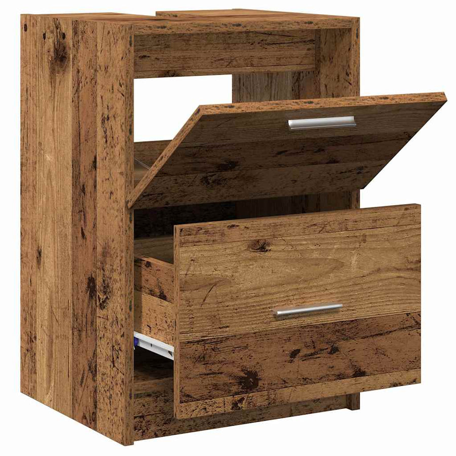 Badkamer Kast met lade Oud Hout 40 x 37 x 59 cm Bewerkt hout