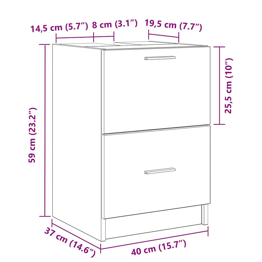 Badkamer Kast met lade Oud Hout 40 x 37 x 59 cm Bewerkt hout