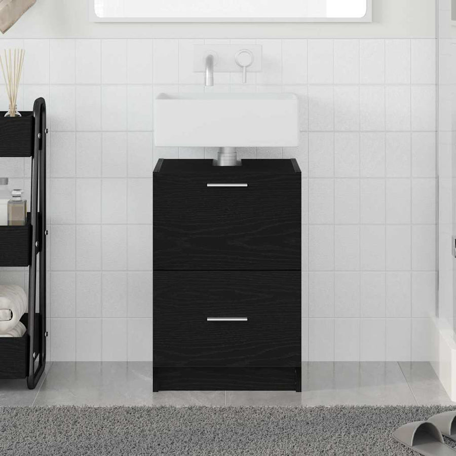 Badkamer Kast met lade Zwart Eiken 40 x 37 x 59 cm Bewerkt hout