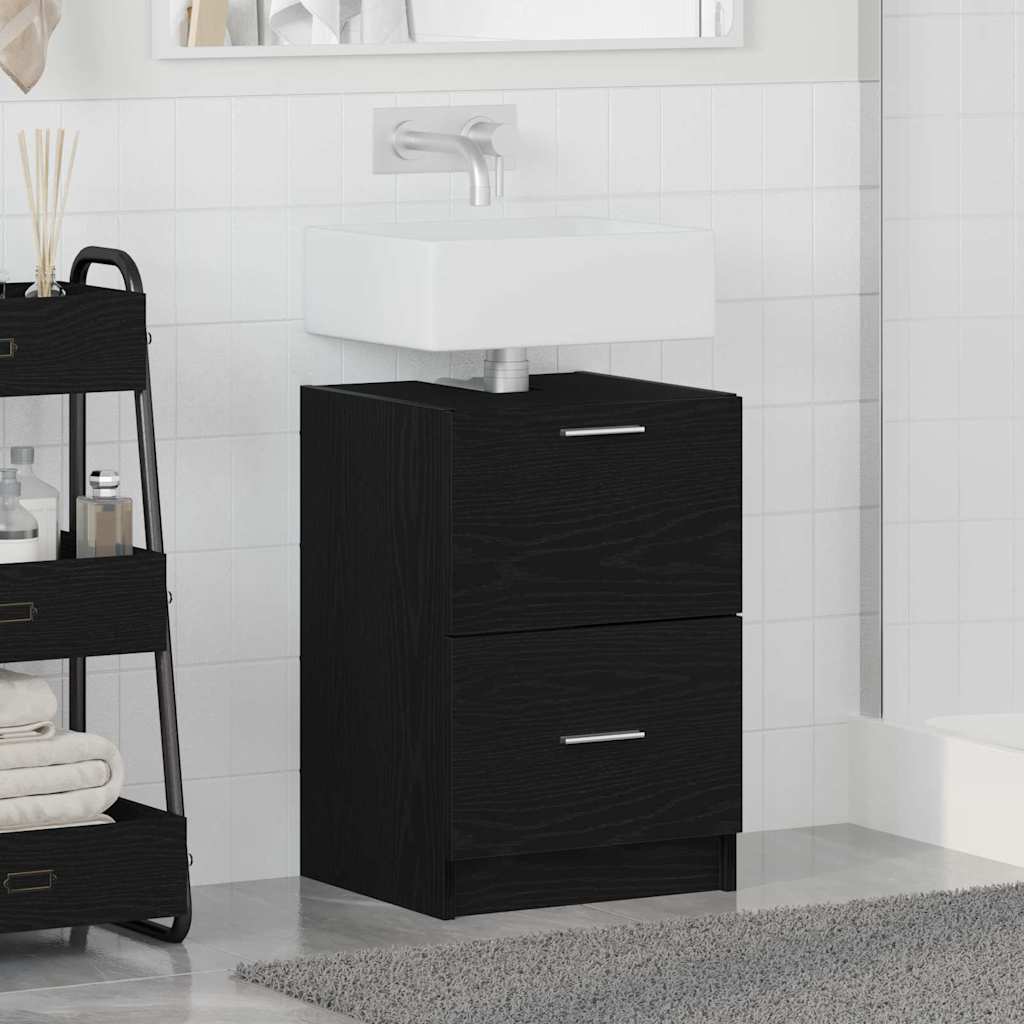 Badkamer Kast met lade Zwart Eiken 40 x 37 x 59 cm Bewerkt hout