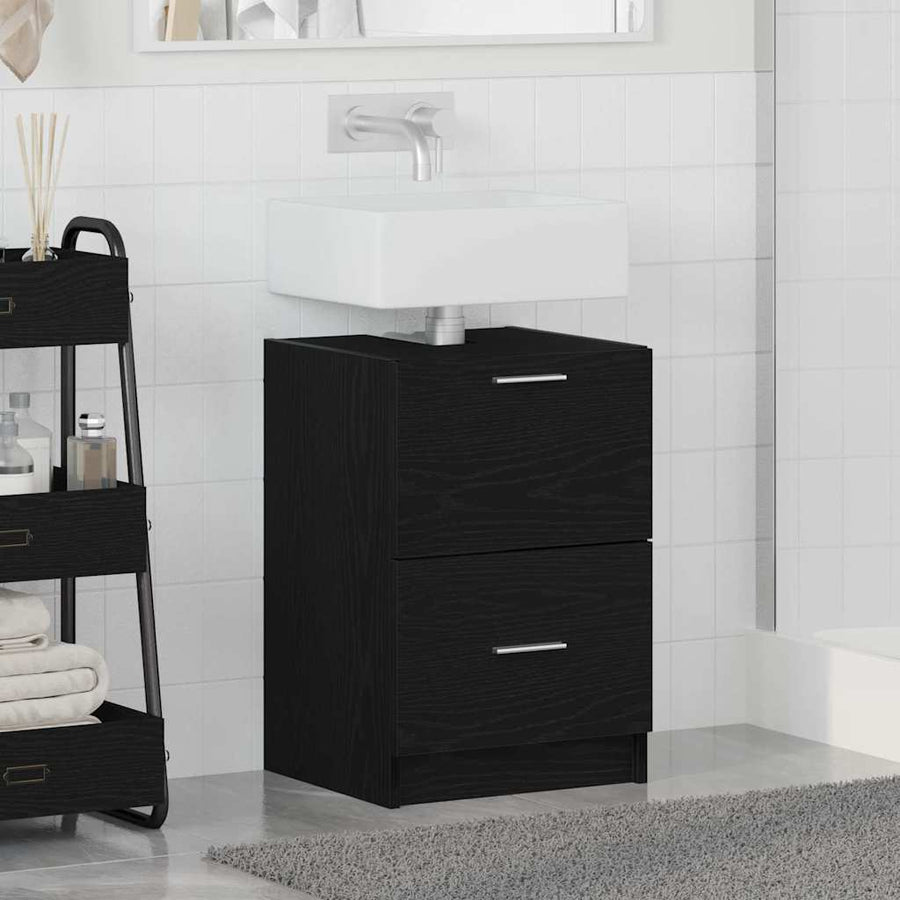 Badkamer Kast met lade Zwart Eiken 40 x 37 x 59 cm Bewerkt hout