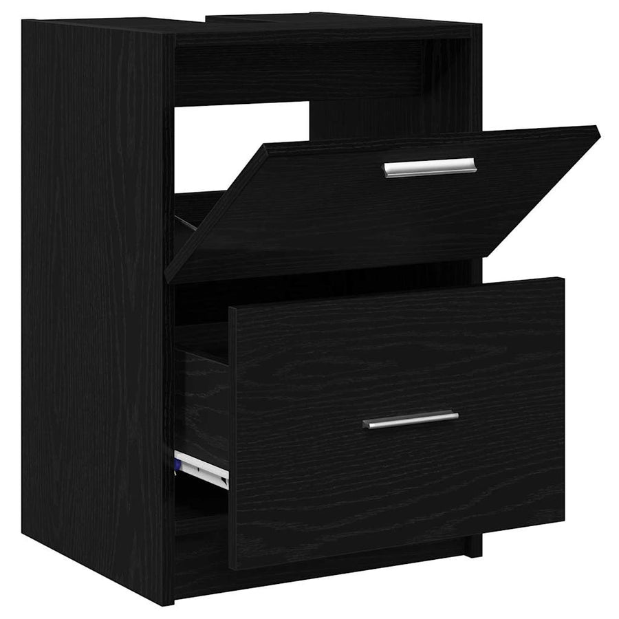 Badkamer Kast met lade Zwart Eiken 40 x 37 x 59 cm Bewerkt hout