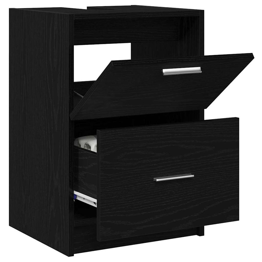 Badkamer Kast met lade Zwart Eiken 40 x 37 x 59 cm Bewerkt hout