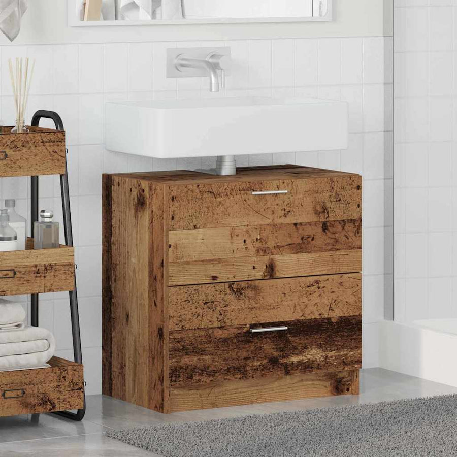 Badkamer Kast met lade Oud Hout 59 x 37 x 59 cm Bewerkt hout